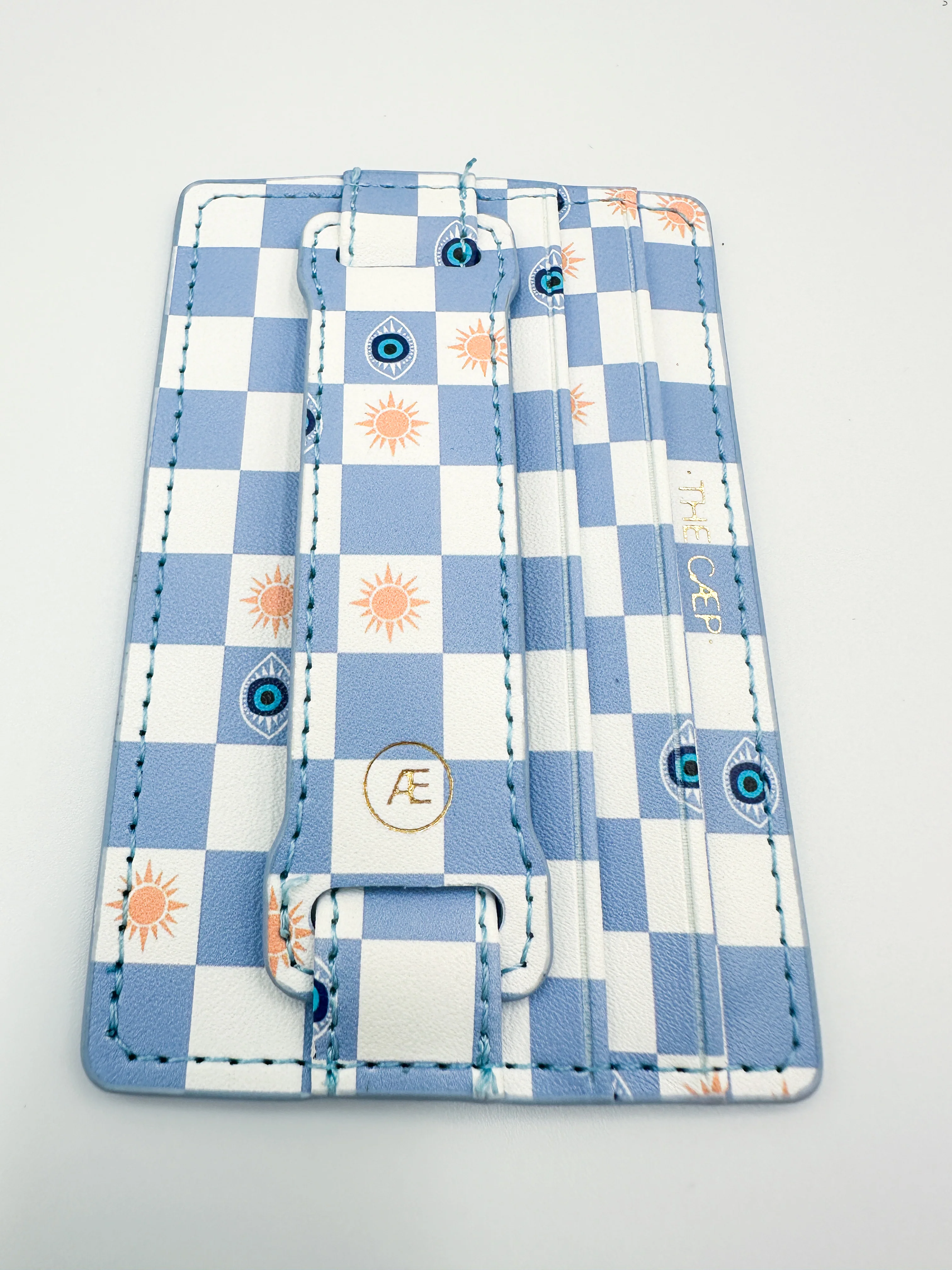 Blue Evil Eye Checkered Phone Wallet (RFID) - Image 5