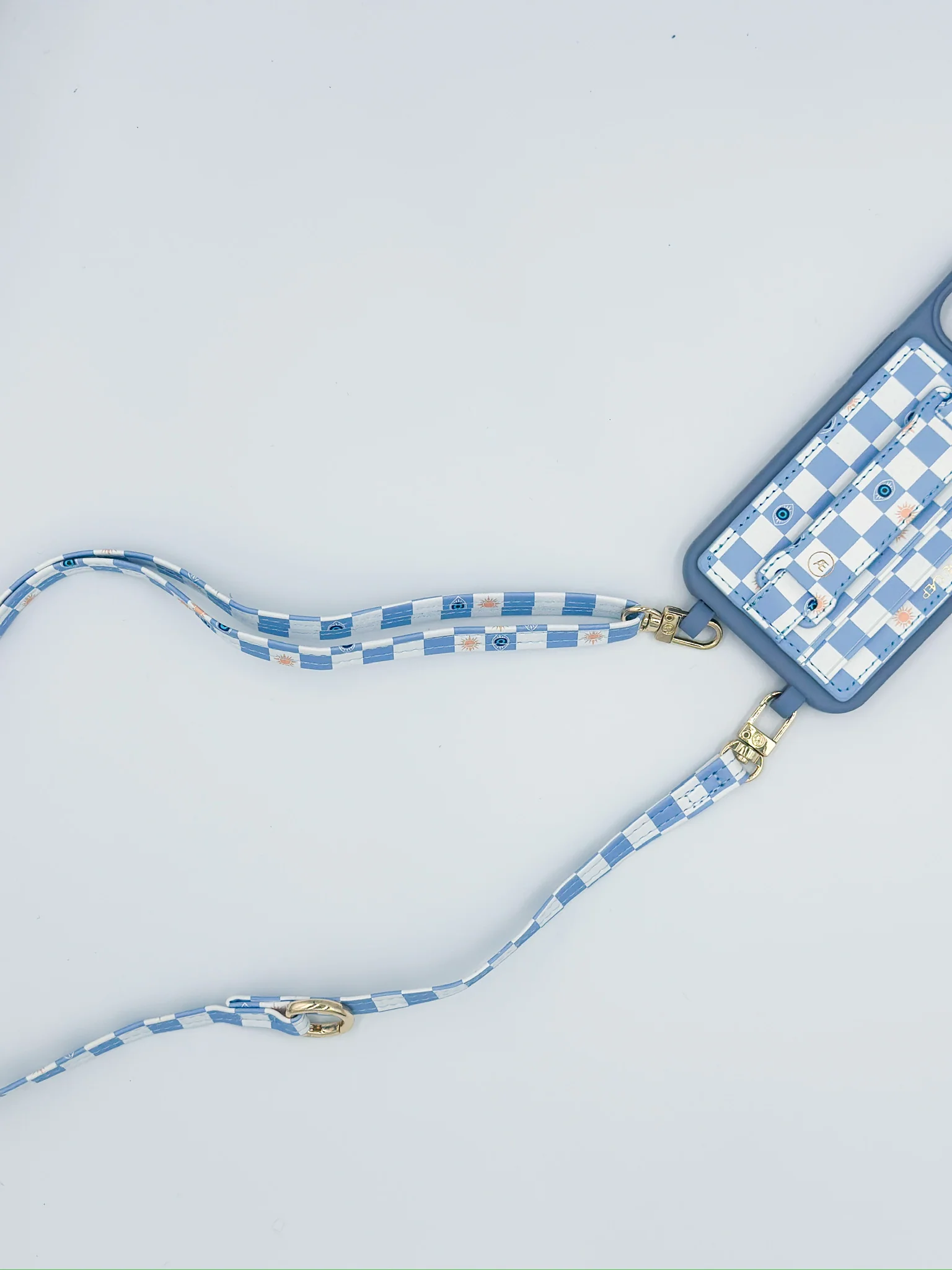 Blue Evil Eye Checkered Phone Wallet (RFID) - Image 6