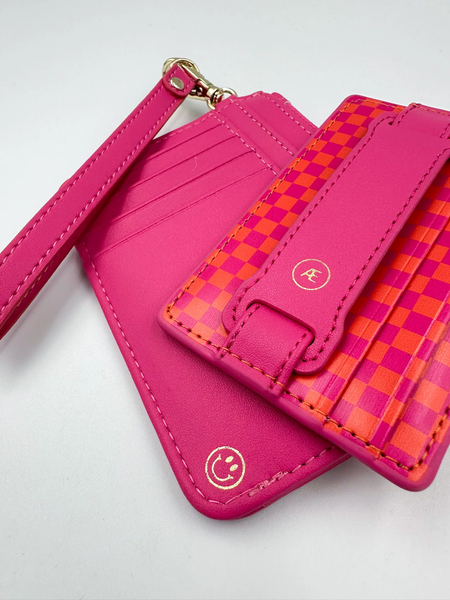 Pink/Orange Checkered Hoop Wallet - Image 5