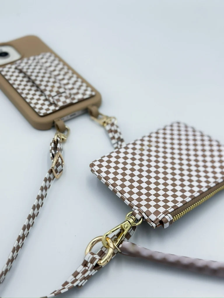 Tan Checkered Snap/Wrist Wallet - Final Sale - Image 3